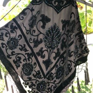 Festival wear velvet beaded tie tank